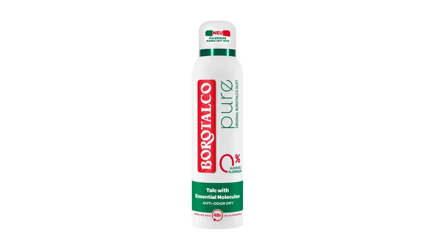 BOROTALCO Deo Spray Pure - 0% Alkohol & Aluminium - Original Borotalco Duft 150 ml