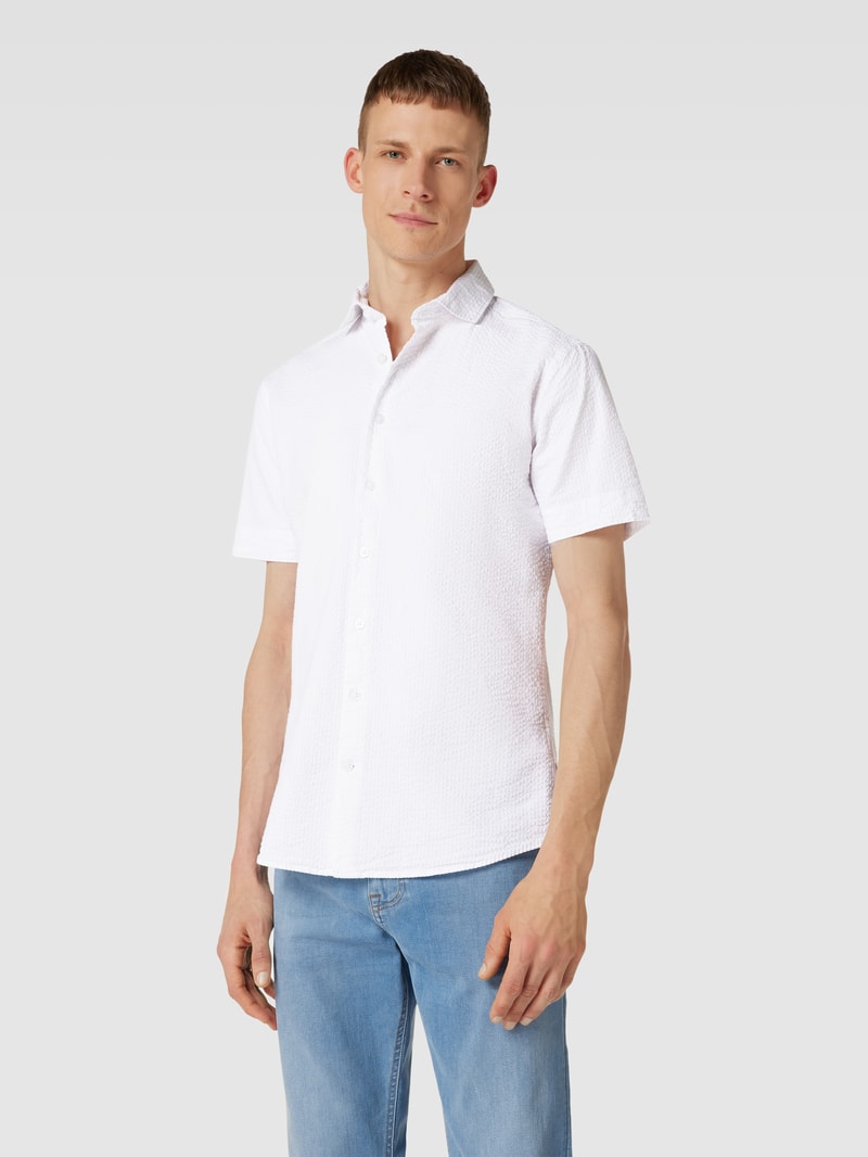 Slim Fit Freizeithemd mit Streifenmuster in weiß