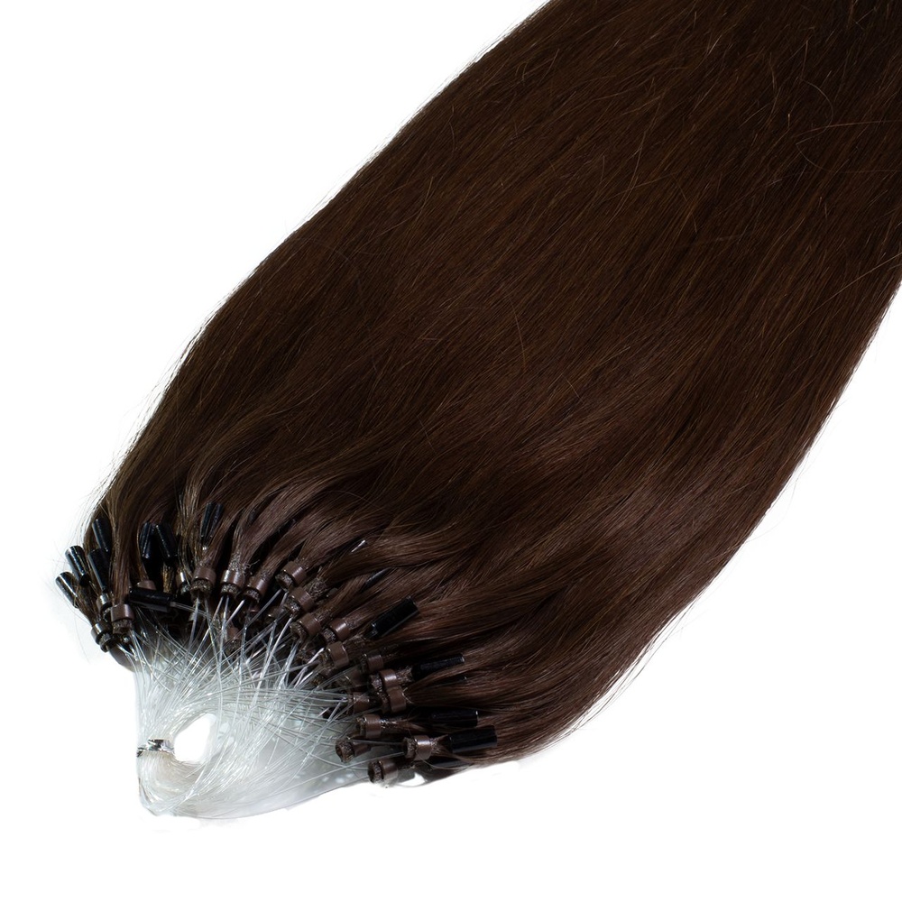 hair2heart Extensions à froid Microring Premium cheveux naturels #4 Marron 0.5g extensions