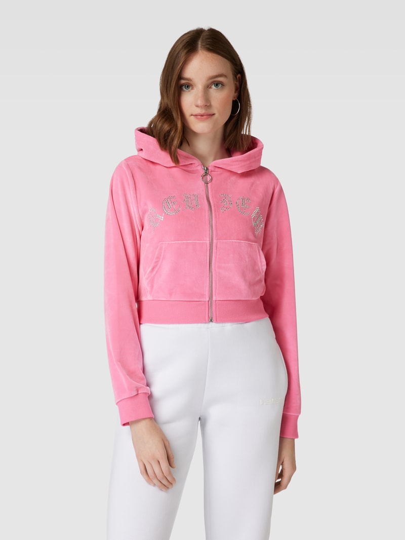 Sweatjacke mit Label-Detail in fuchsia