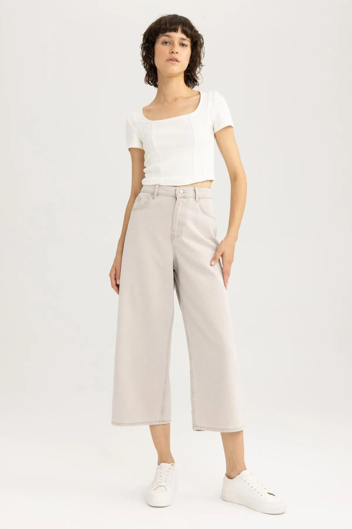 DeFacto  Culotte Hohe Taille Knöchellang 100% Baumwolle Jeanshose A3478ax23sm