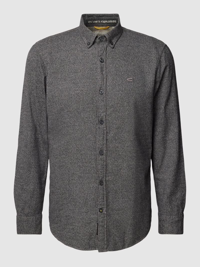Regular Fit Freizeithemd mit Button-Down-Kragen in hellgrau meliert