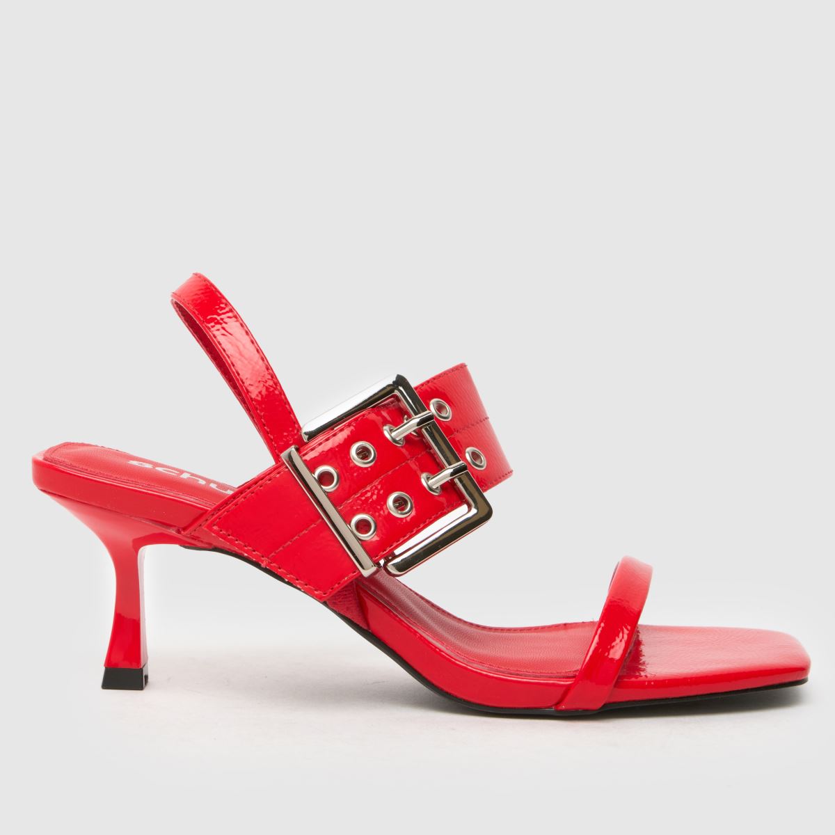 Schuh – Safia – Röda lågklackade skor med spänne och hardwear