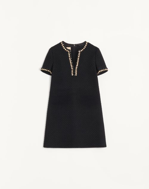 Vestido curto em tweed Canestrello bordado.