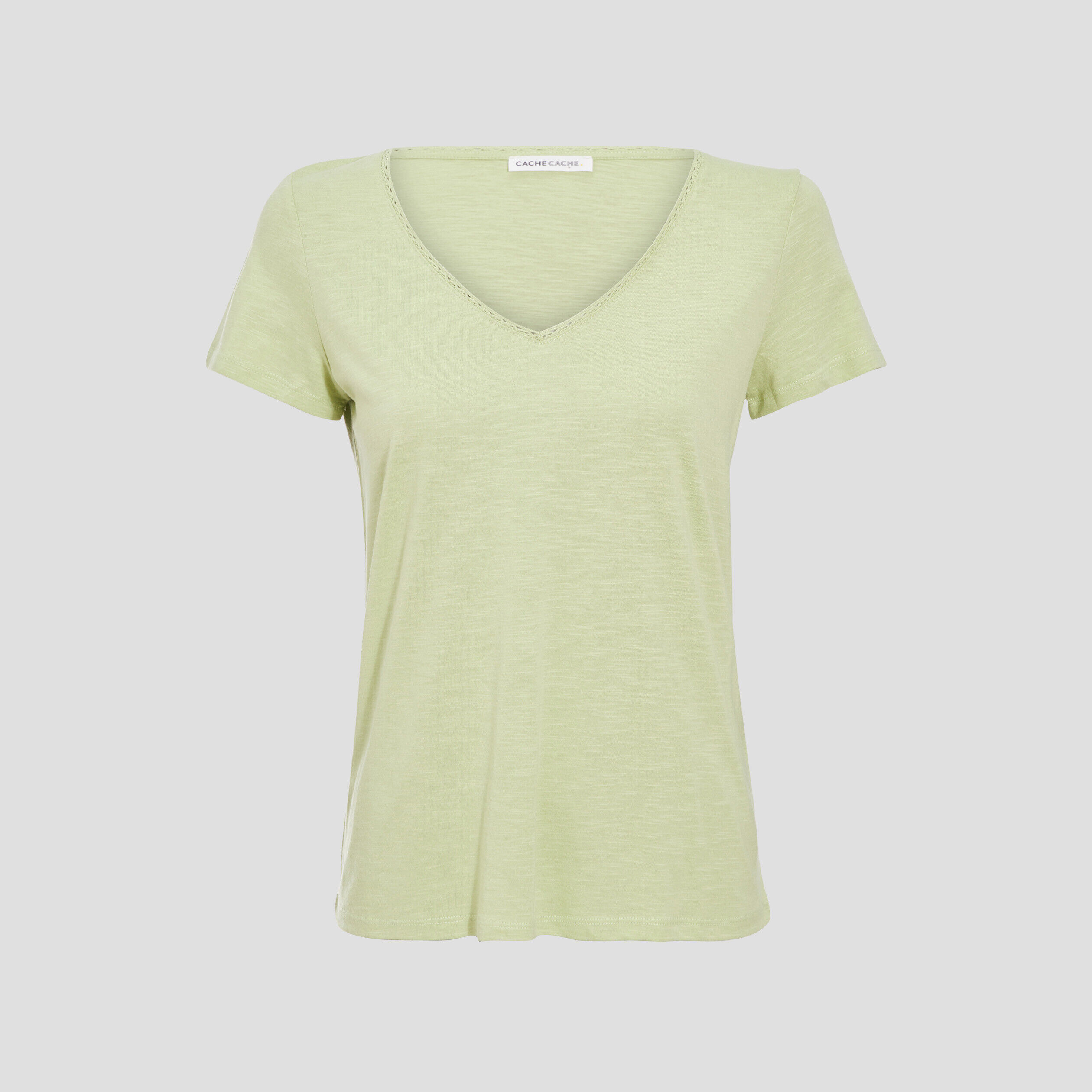 T-shirt manches courtes vert pastel femme | Cache Cache