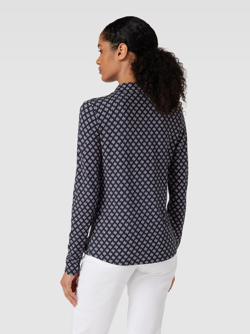 Bluse mit Allover-Muster in marineblau