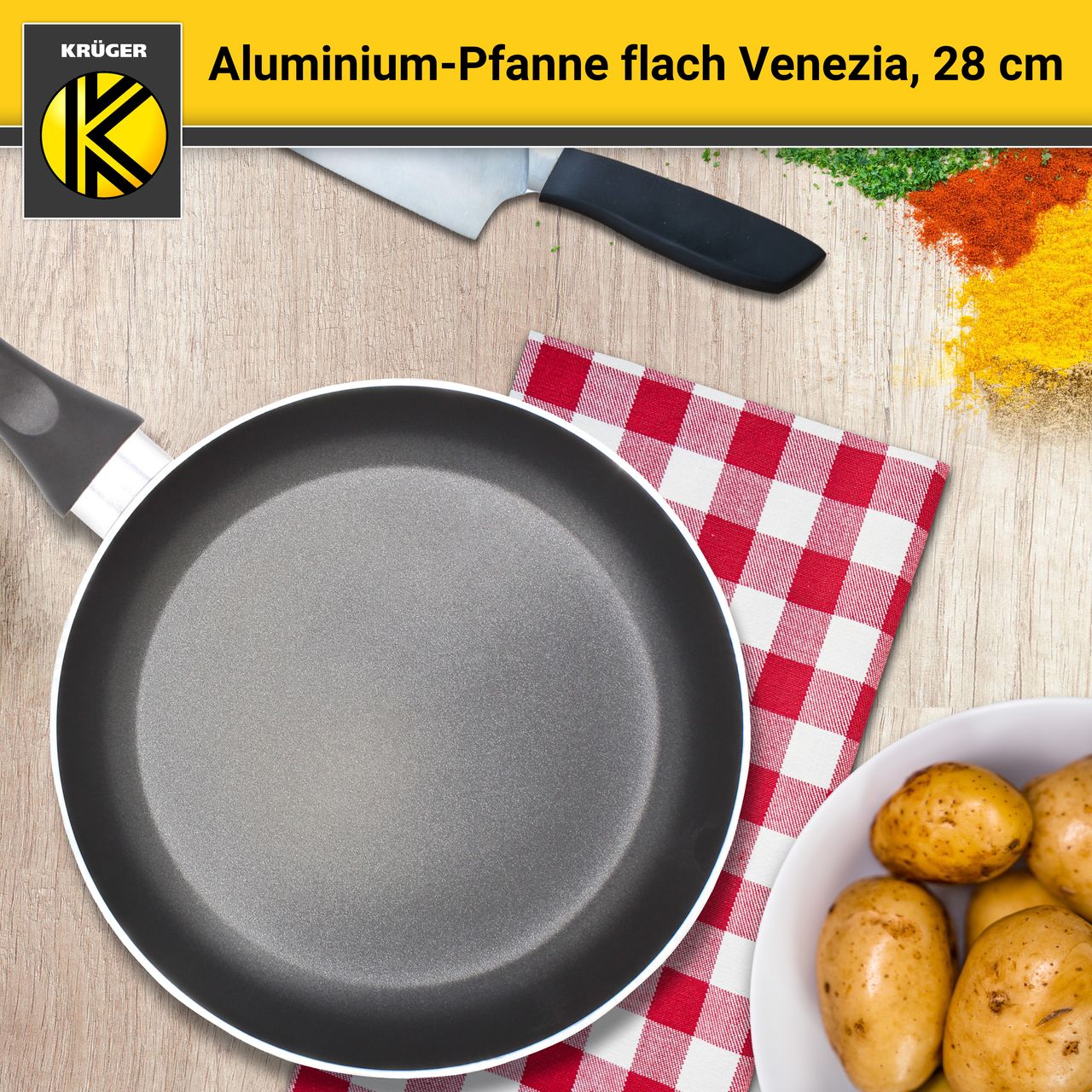 Karl Krüger Aluminium Pfanne Venezia flach, 28 cm