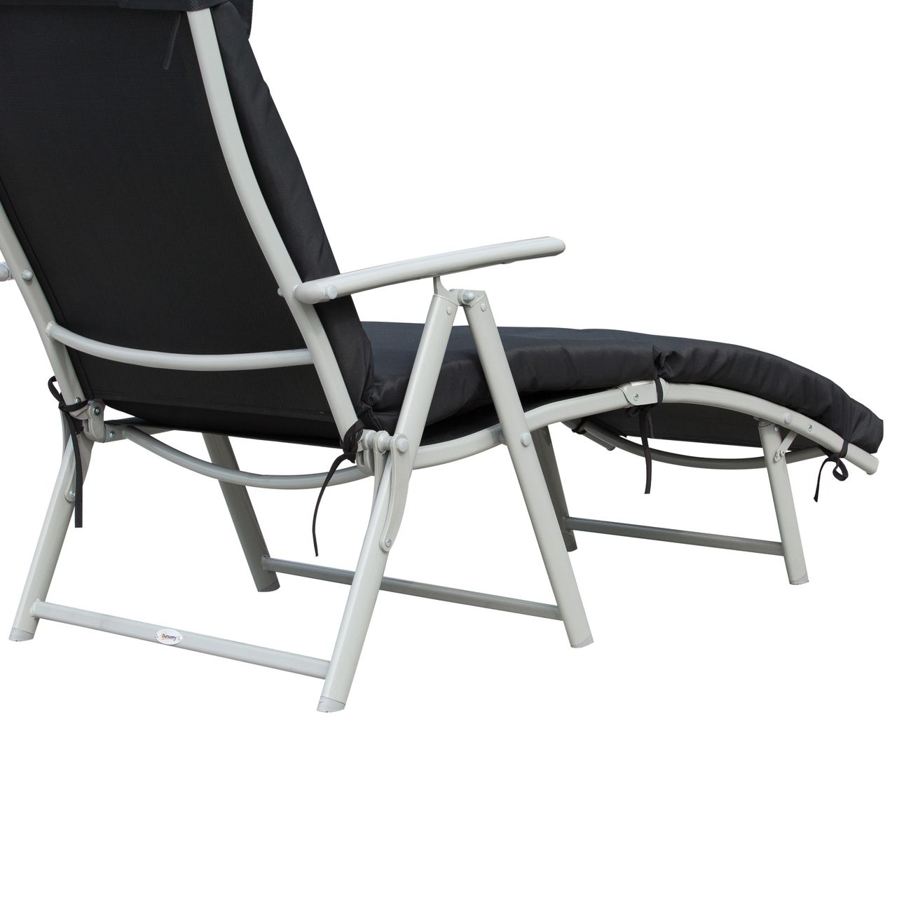 Outsunny Sonnenliege mit Kissen Klappbare Strandliege Gartenliege 7-stufig verstellbare Rückenlehne Relaxliege Metall Textilene Schwarz 137 x 63,5 x 100,5 cm