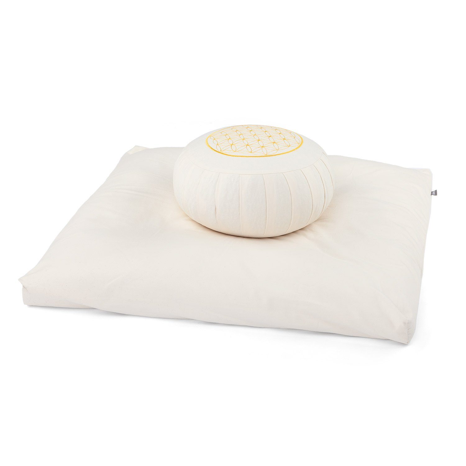 bodhi Meditationskissen Meditations-Set ECO: Kissen ZAFU + Zabuton, Stickerei Blume des Lebens