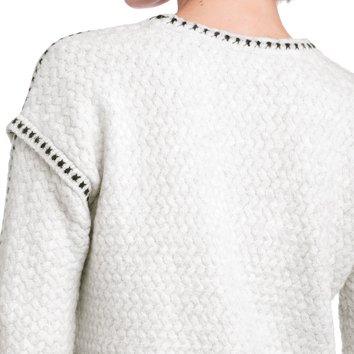 Damen Strickpullover mit Ziernähten