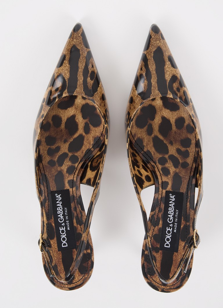 Slingback Dolce & Gabbana Lucido in pelle di vitello con stampa leopardata