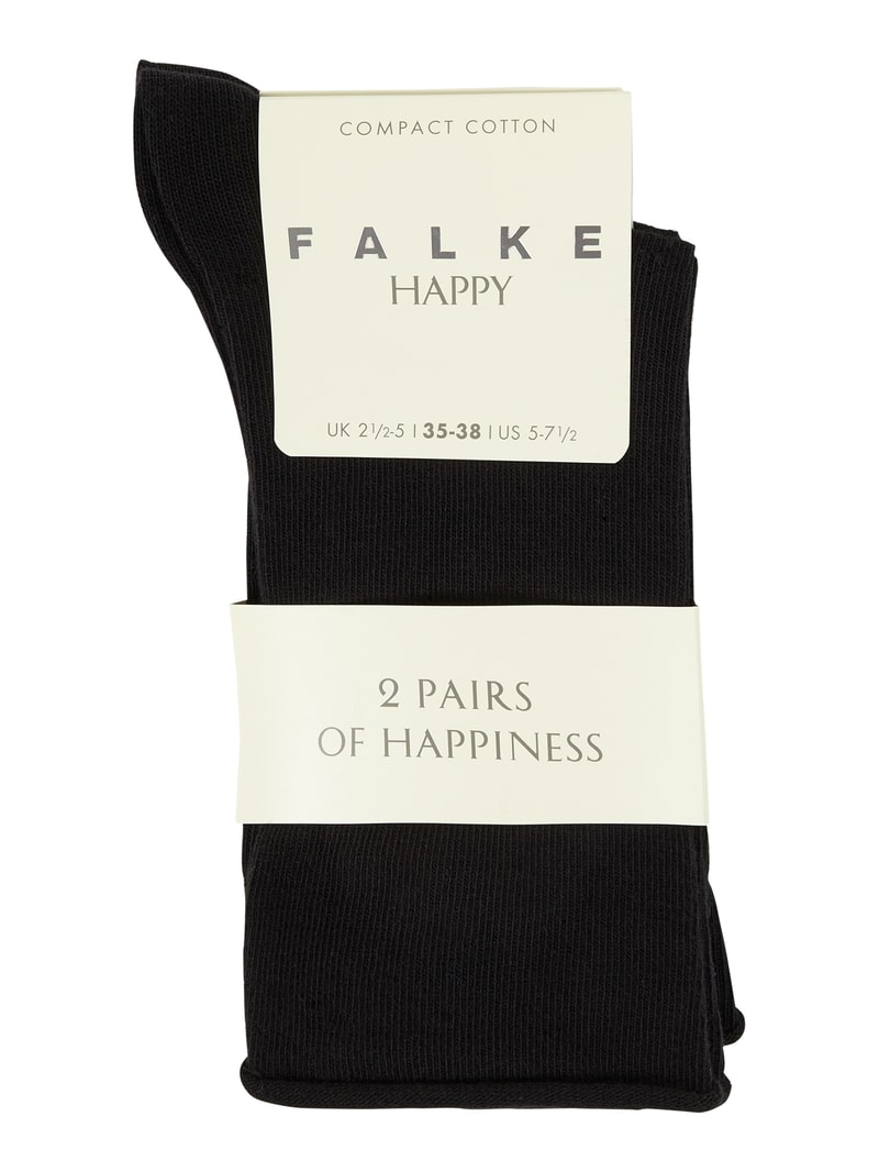 Socken mit Stretch-Anteil im 2er-Pack Modell 'Happy' in schwarz