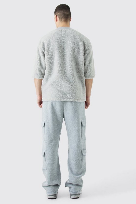 Tall Oversize Borg T-Shirt mit Applikation