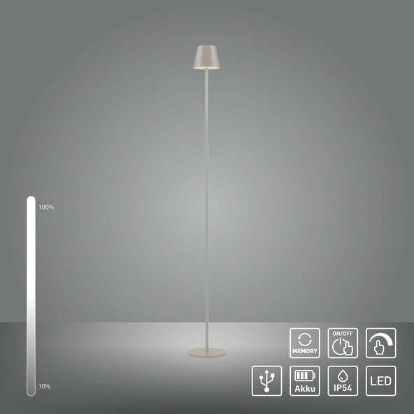 LED-Akku-Stehleuchte Buria, greige