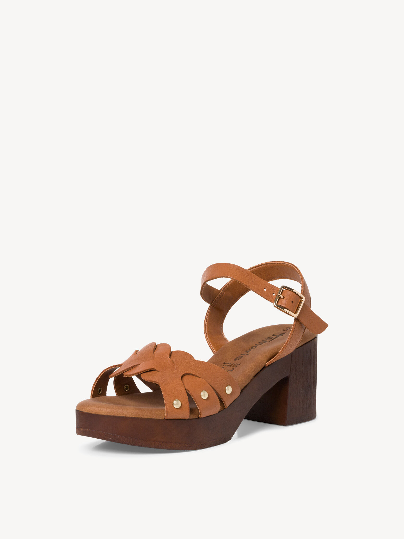 Sandale à talon en cuir - beige