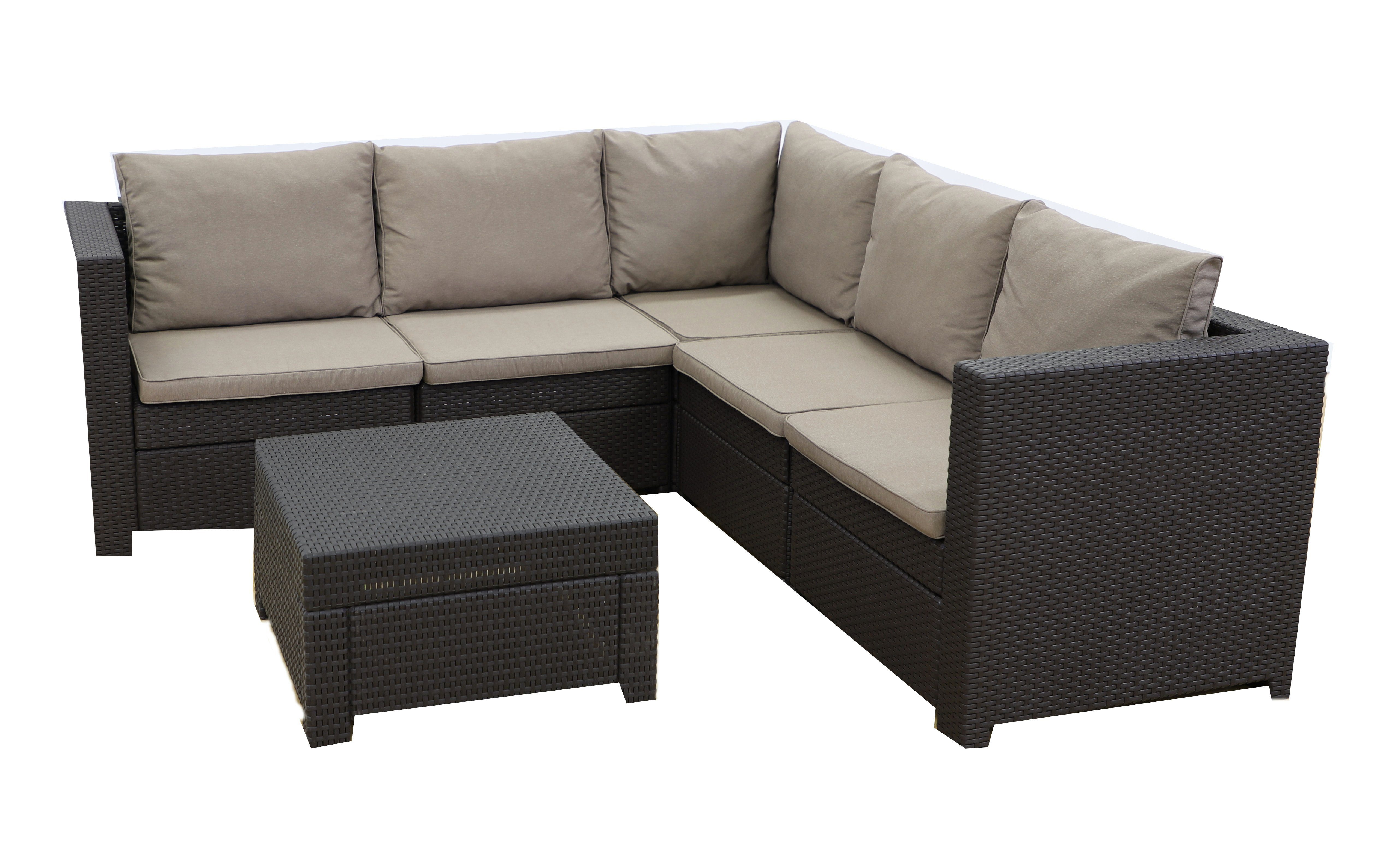 Keter Loungeset Keter Provence Eck-Sofa, Premium Panama braun mit Kissen und Tisch