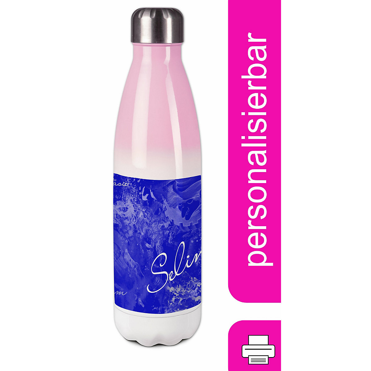 Edelstahl Kinder Thermoflasche / Trinkflasche bunt Traum Farbe blau Spülmaschinenfest, Auslaufsicher, Bruchfest, Doppelwandig, Für Heißgetränke geeignet, Mit Deckel, Isoliert