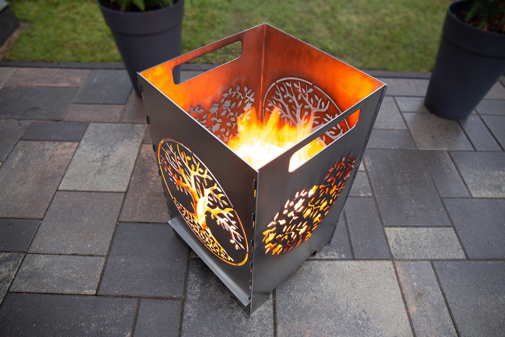 tuning-art Feuerkorb FK01-H45 Feuertonne Feuerschale Rostpatina Massiv Stabiler Stand