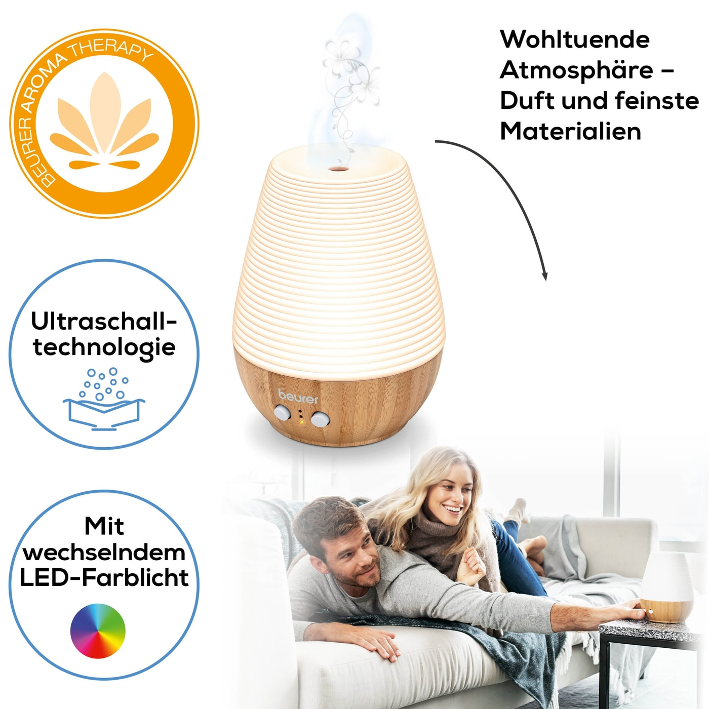 Beurer Tageslichtlampe TL 30 & Aroma Diffuser LA 40-Wellness-Licht und Aroma zu Hause