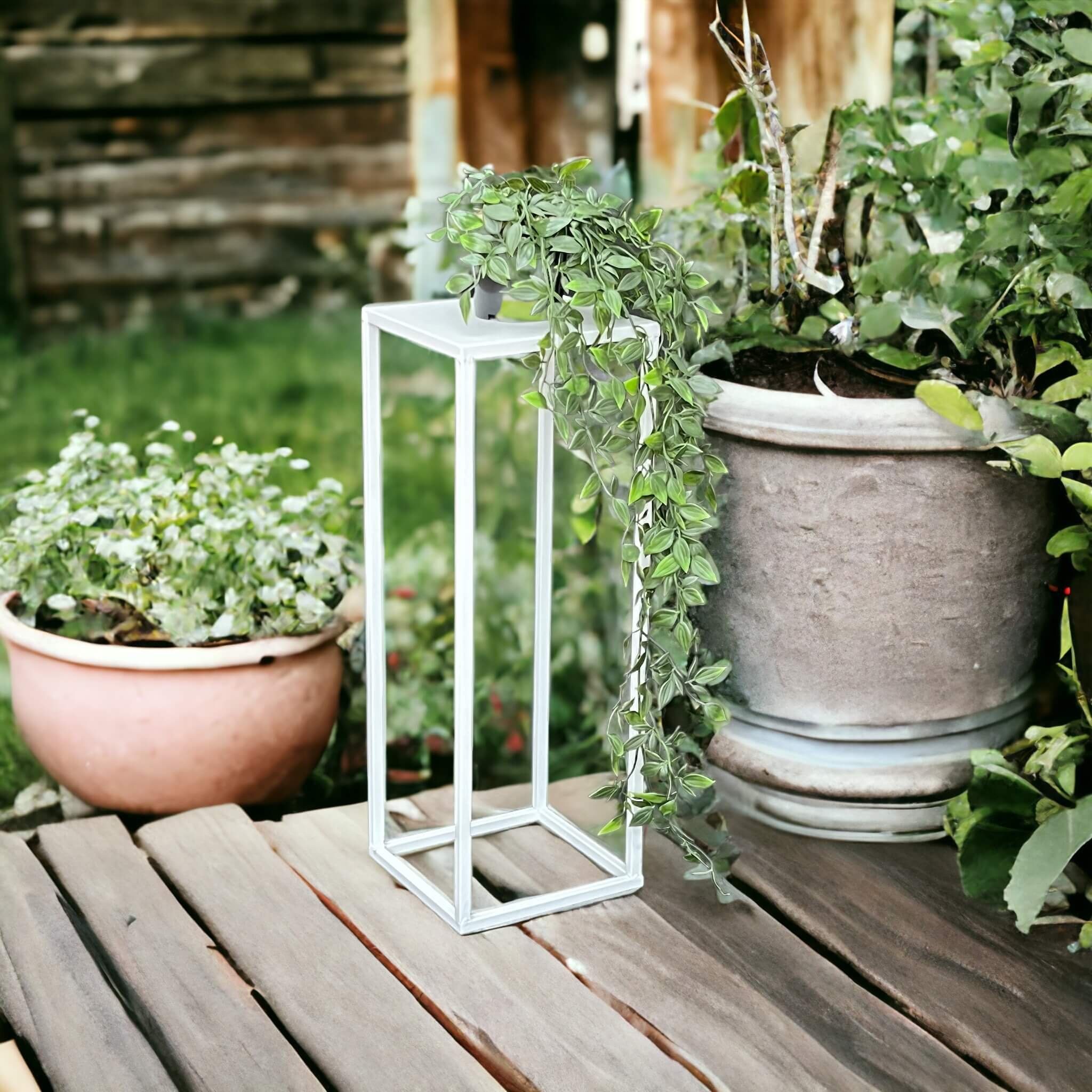 DanDiBo Blumenhocker DanDiBo Blumenhocker Metall Weiß Eckig 50 - 70 cm Blumenständer