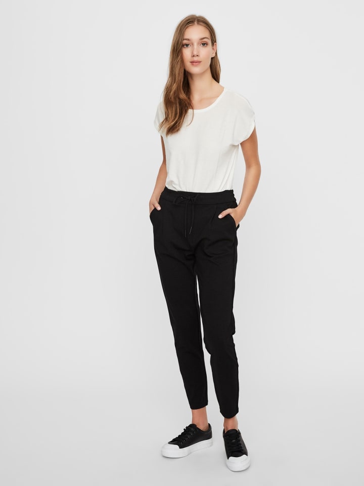 Vero Moda Lockere Stoffhose Stretch Pants mit Kordelzug VMEVA in Schwarz günstig kaufen