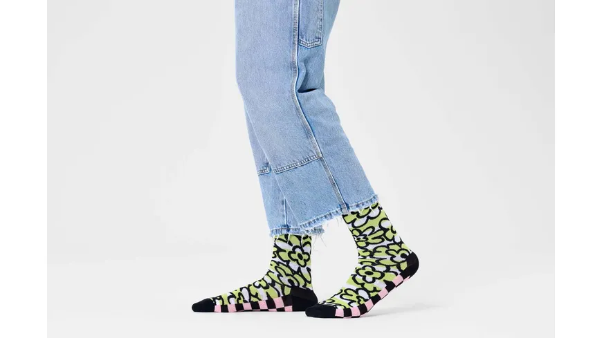Happy Socks Damen Socken Flow Flower Light Yellow