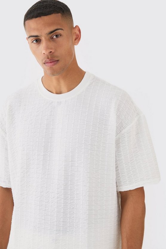 Kastiges strukturiertes Oversize T-Shirt