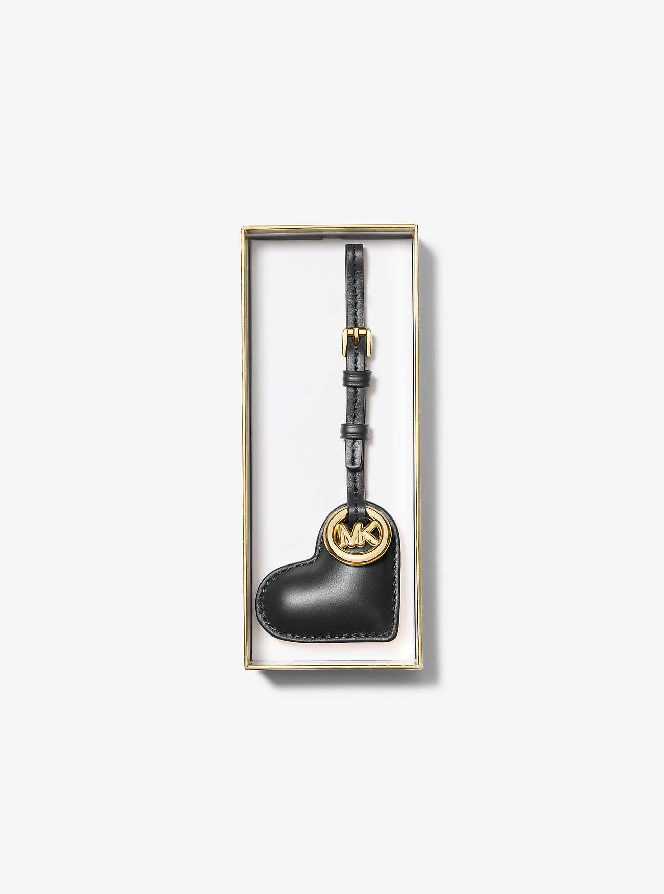 Puffy Heart Leather Bag Charm - SVART