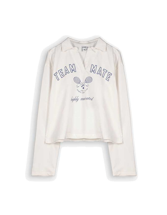 Cropped Langarmshirt - Print