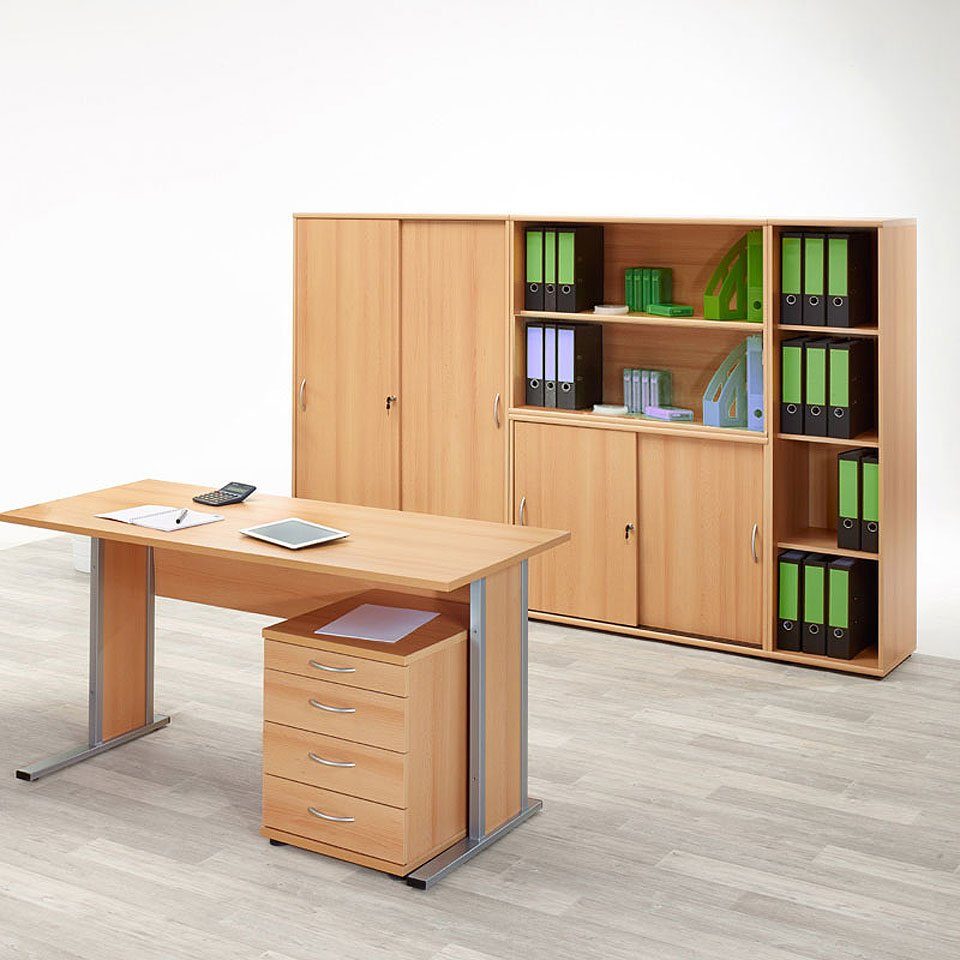 Lomadox Aktenregal, TYP4000 Buche hell Nachbildung, 4OH, H=153cm