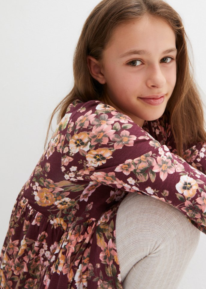 Mädchen Jerseykleid mit Blumendruck (2er Pack)