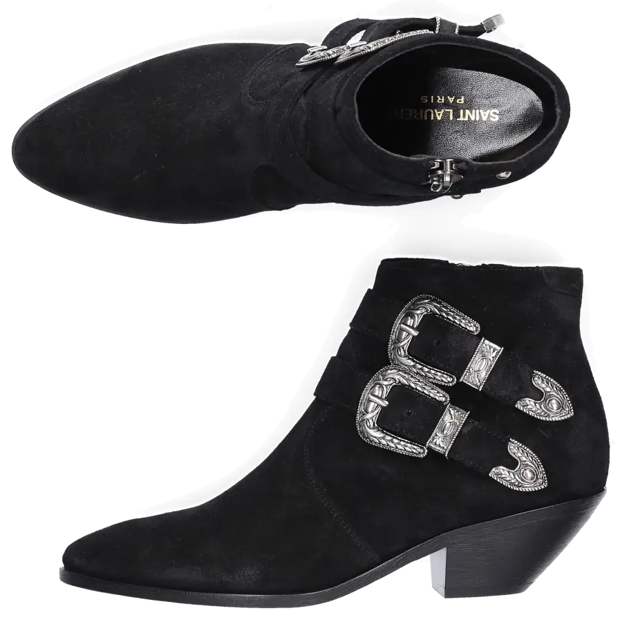 Saint Laurent - Stiefeletten WEST Veloursleder - schwarz