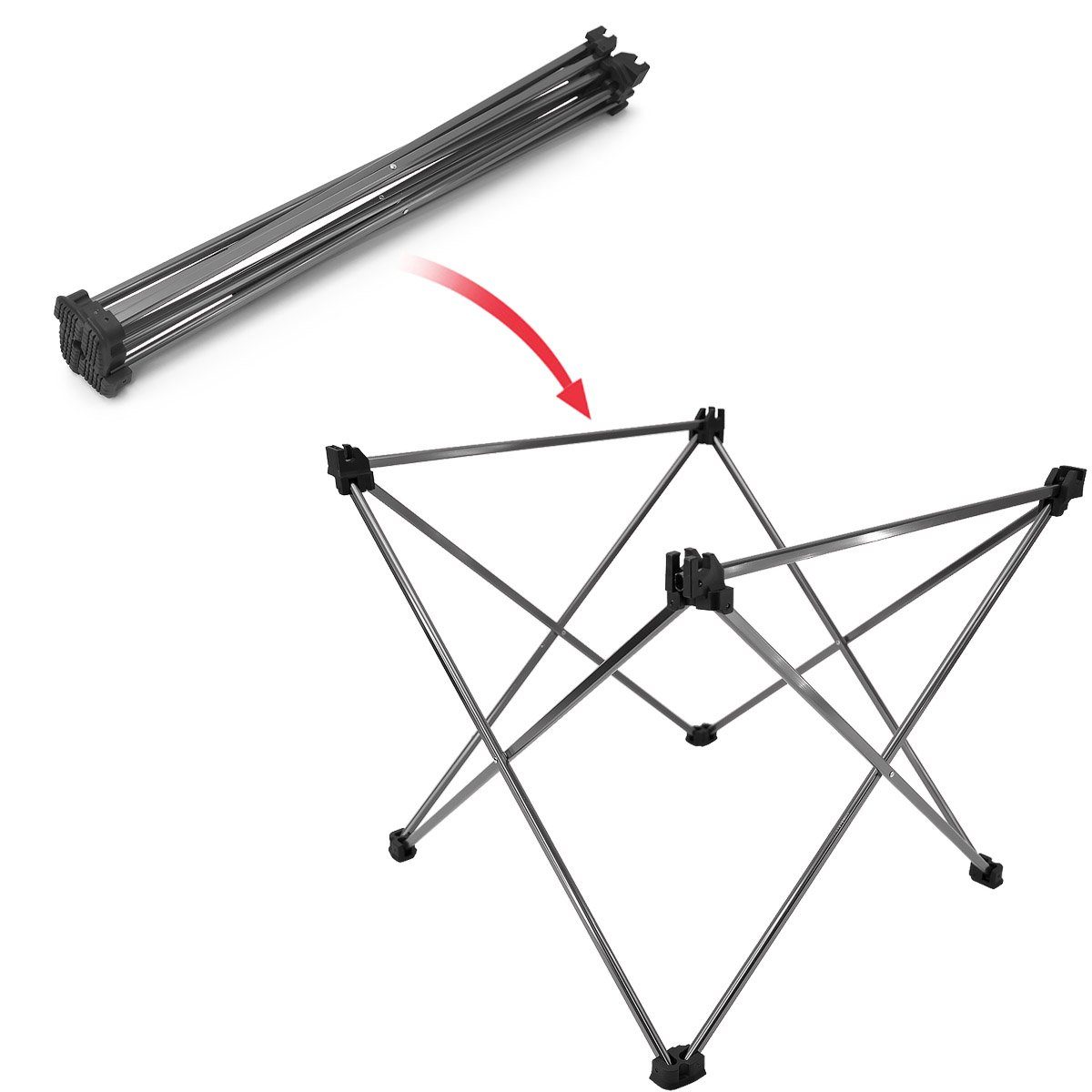 MidGard Klapptisch leichter Falttisch aus Aluminium-Gestänge und Polyesterbezug Schwarz