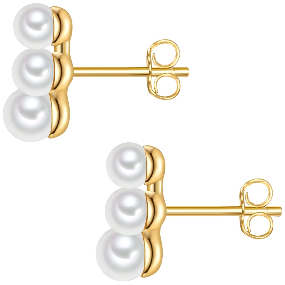 Valero Pearls Boucles doreilles Argent sterling Perle de culture d'eau douce en Or jaune Boucles d'oreilles
