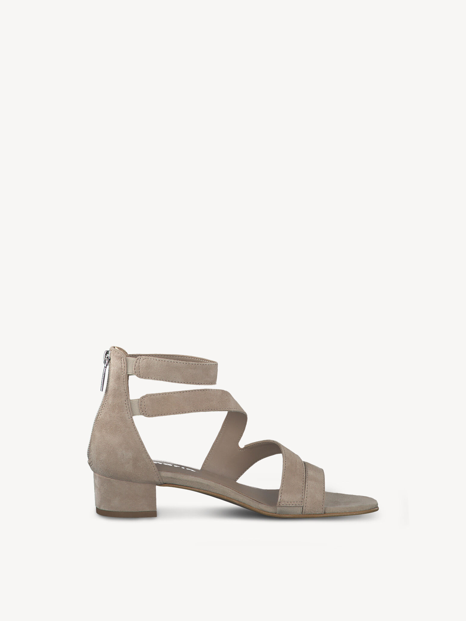 Sandale à talon en cuir - beige