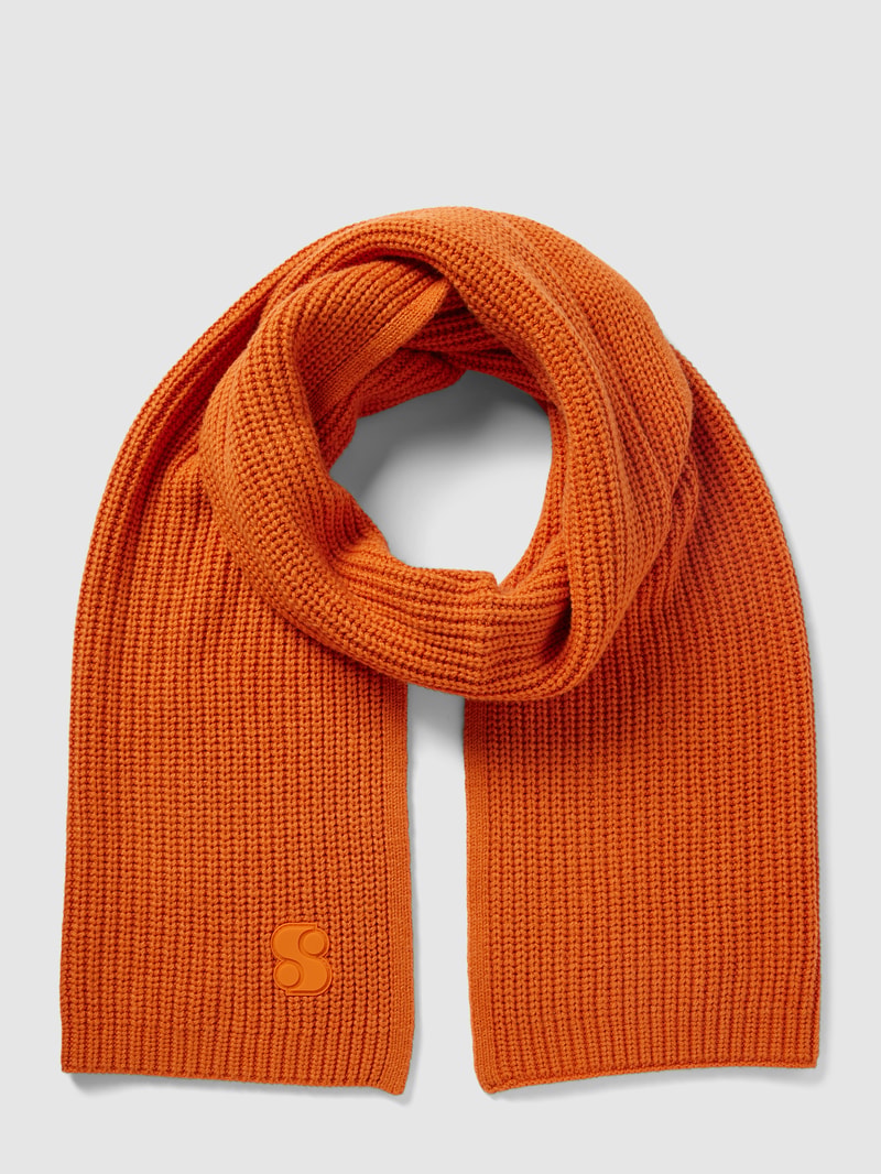 Strickschal mit Label-Detail Modell 'Basic' in orange