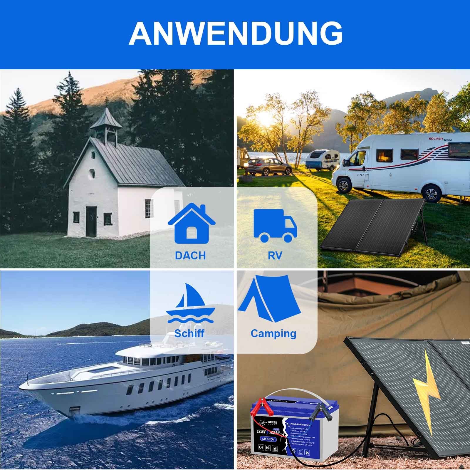 GLIESE Solarmodul 100W 18V Mono Solarkoffer Faltbarer, hoher Wirkungsgrad inKombination mit geringem gewicht