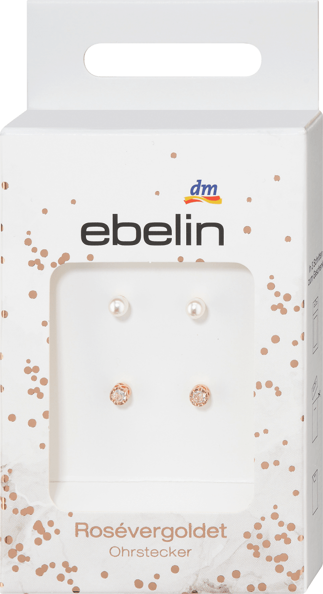 Ohrstecker rosévergoldeter Modeschmuck, 4 St
