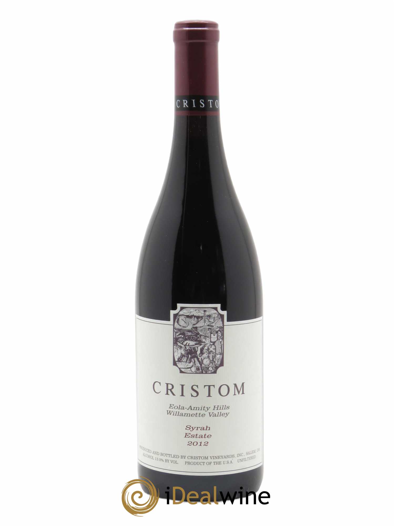 Willamette Valley Estate Syrah Cristom Vineyards  2012 - Lot de 1 Bouteille
