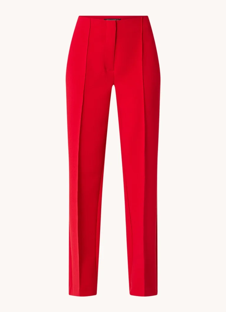 pantaloni a gamba dritta a vita media color espresso con pieghe