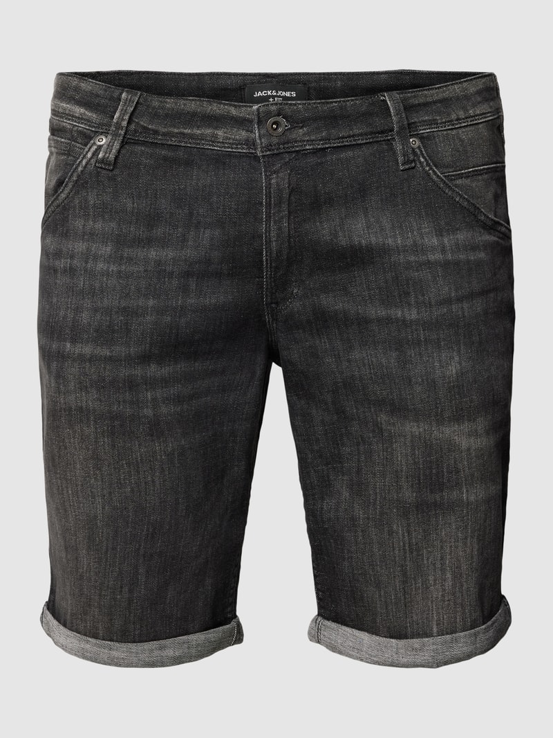 PLUS SIZE Jeansshorts mit fixierten Beinumschlägen Modell 'RICK' in schwarz