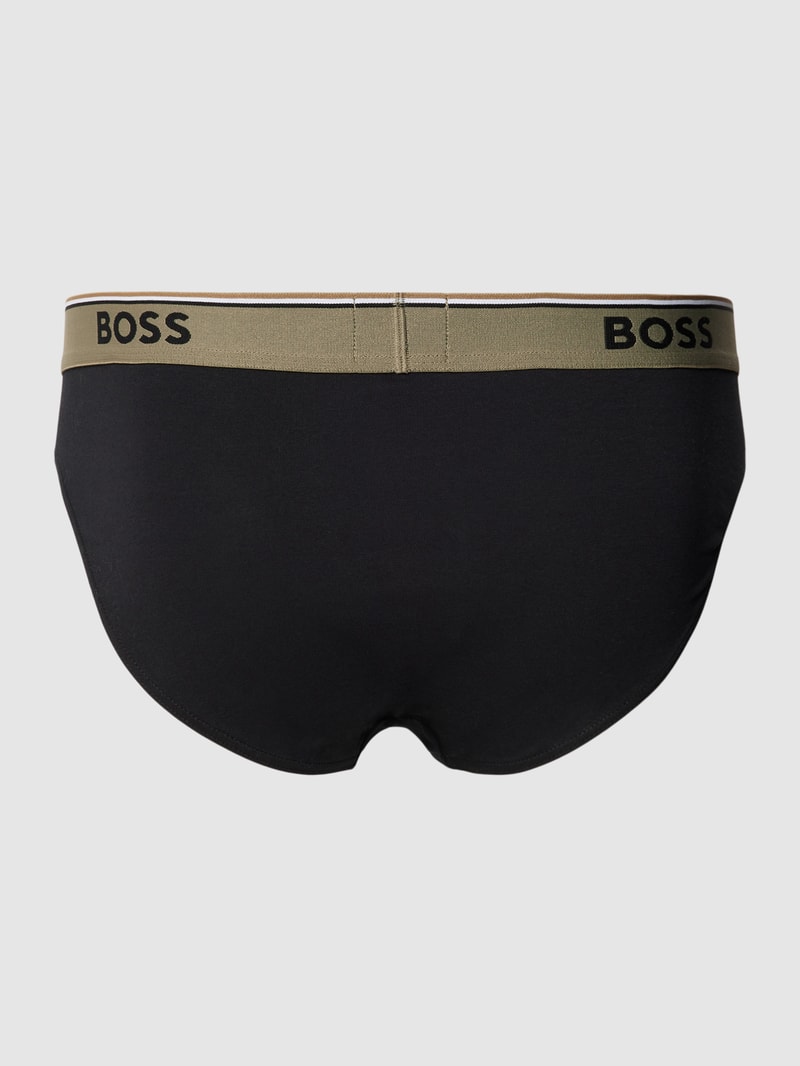 Slip mit Label-Detail Modell 'Power' im 3er-Pack in schwarz