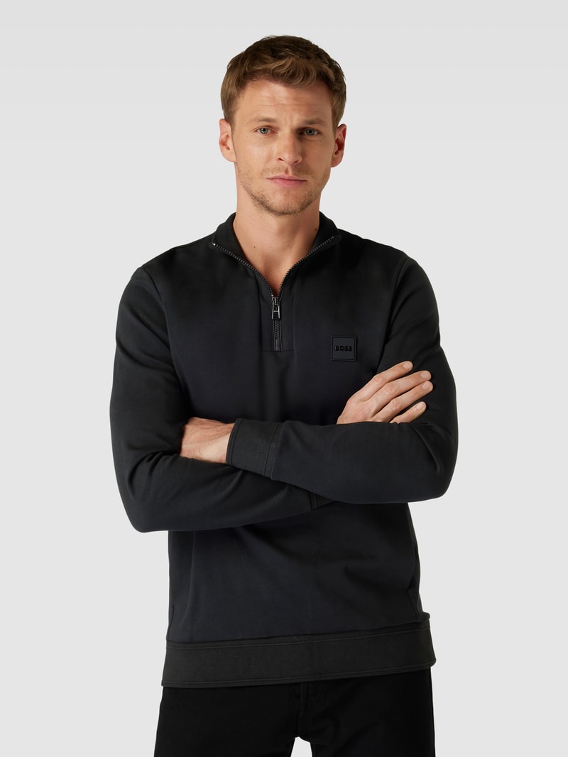 Sweatshirt mit Stehkragen Modell 'Sidney' in schwarz