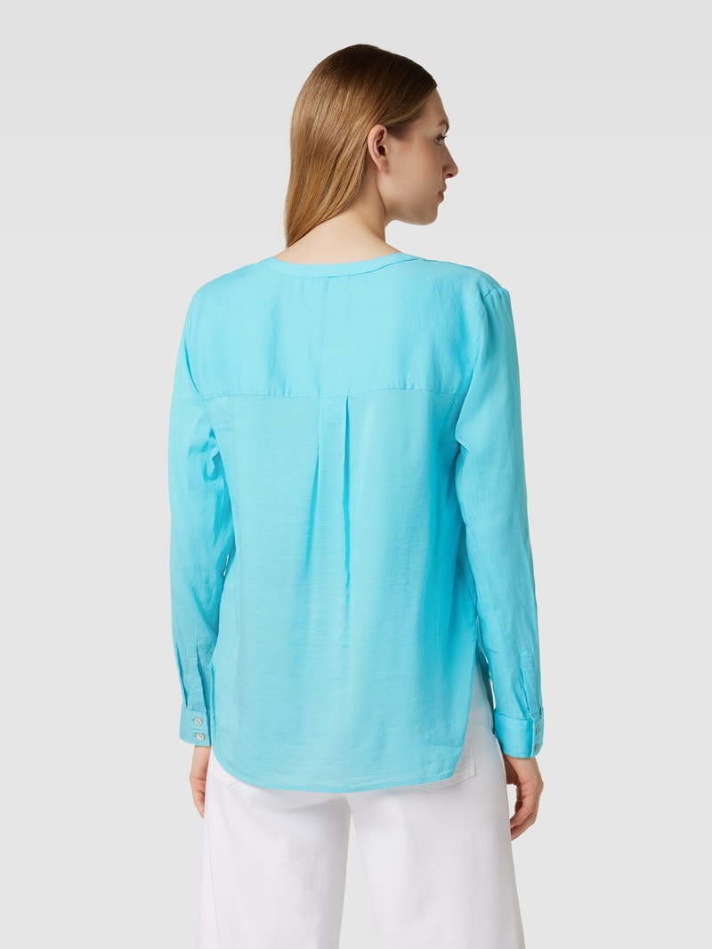 Bluse mit Brusttaschen Modell 'Ilsa' in aqua blau