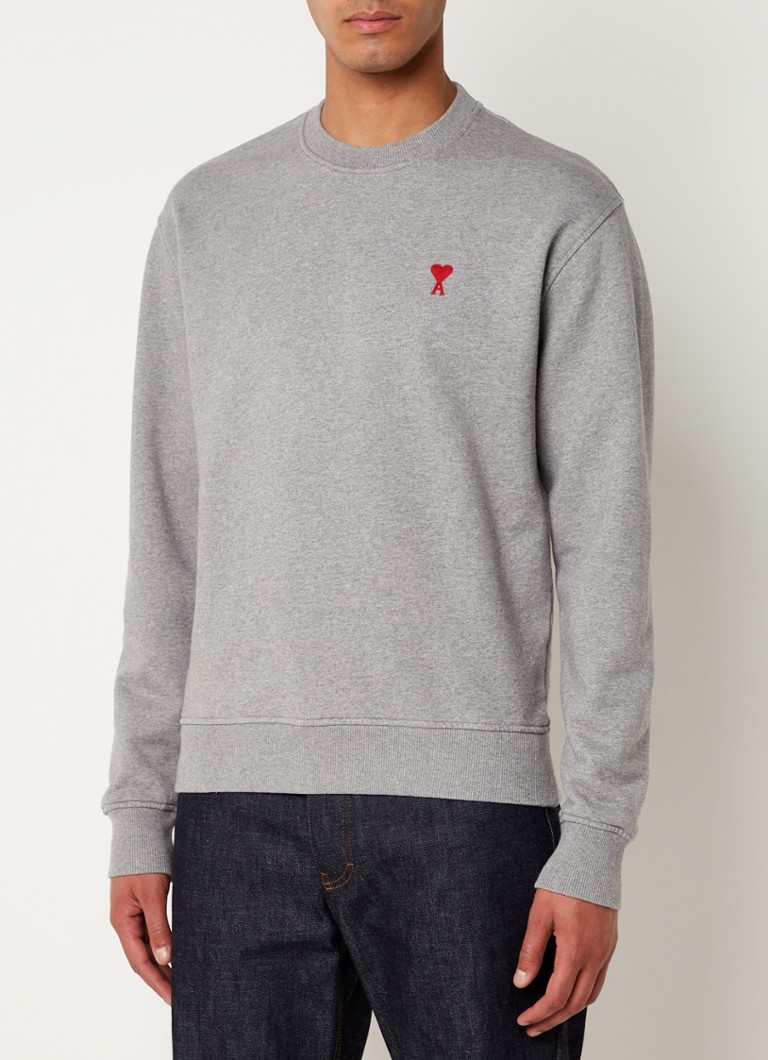 AMI Paris organic cotton sweater with logo embroidery