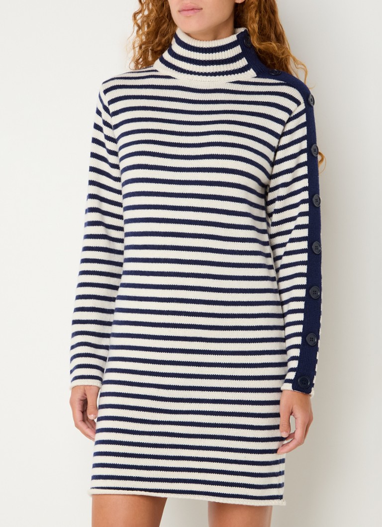 Claudie Pierlot Chunky knit midi dress in wool blend with stripe print and button detail