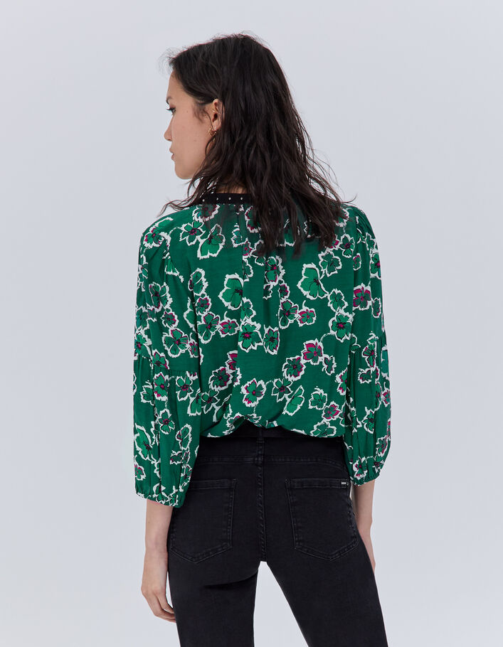 Blouse verte imprimé maxi floral Femme