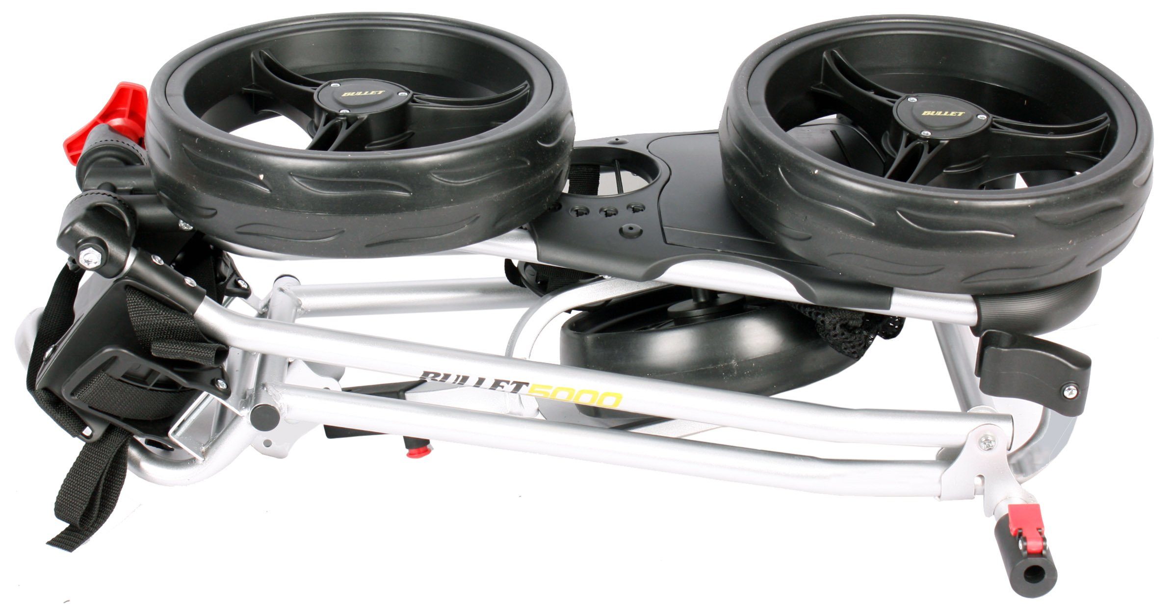 XQMAX Golftrolley Bullet 5000, (Komplettset), Fächer, Bremse, silbernes Gestell, 3 Räder, einfach aufzuklappen