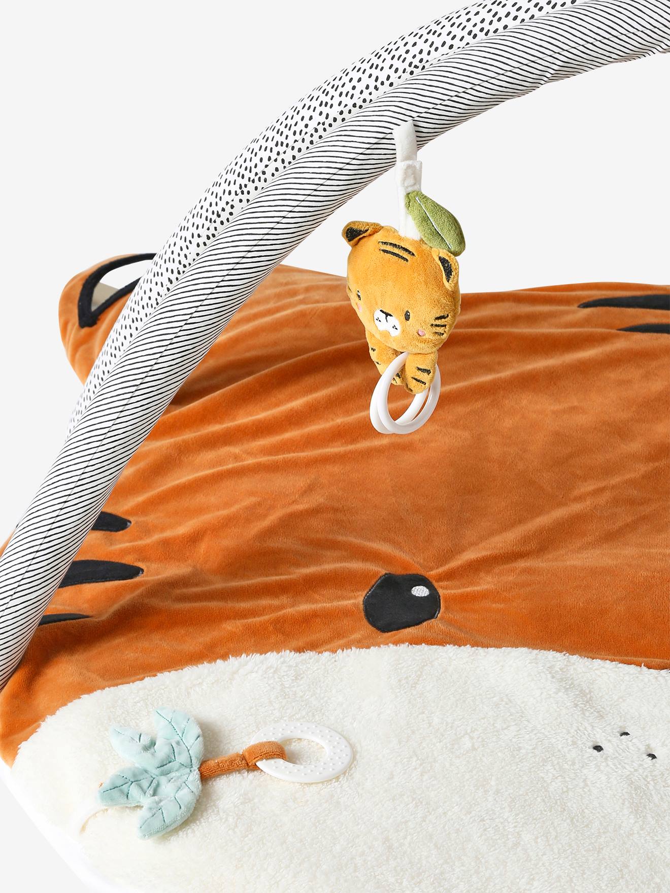 Vertbaudet Baby Activity-Decke mit Spielbogen, Tiergesicht - orange tiger/pandafreunde
