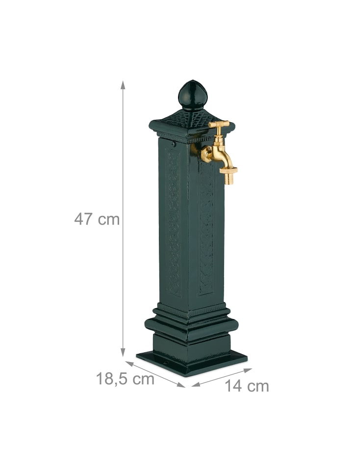 relaxdays Standbrunnen in Dunkelgrün - (B)14 x (H)47 x (T)18,5 cm günstig kaufen onesize